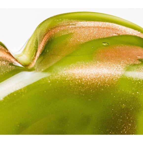 Creation Vimax Decorative Art Glass Bowl Italy, MCM, Green Gold Sparkle Dish - Picture 13 of 15